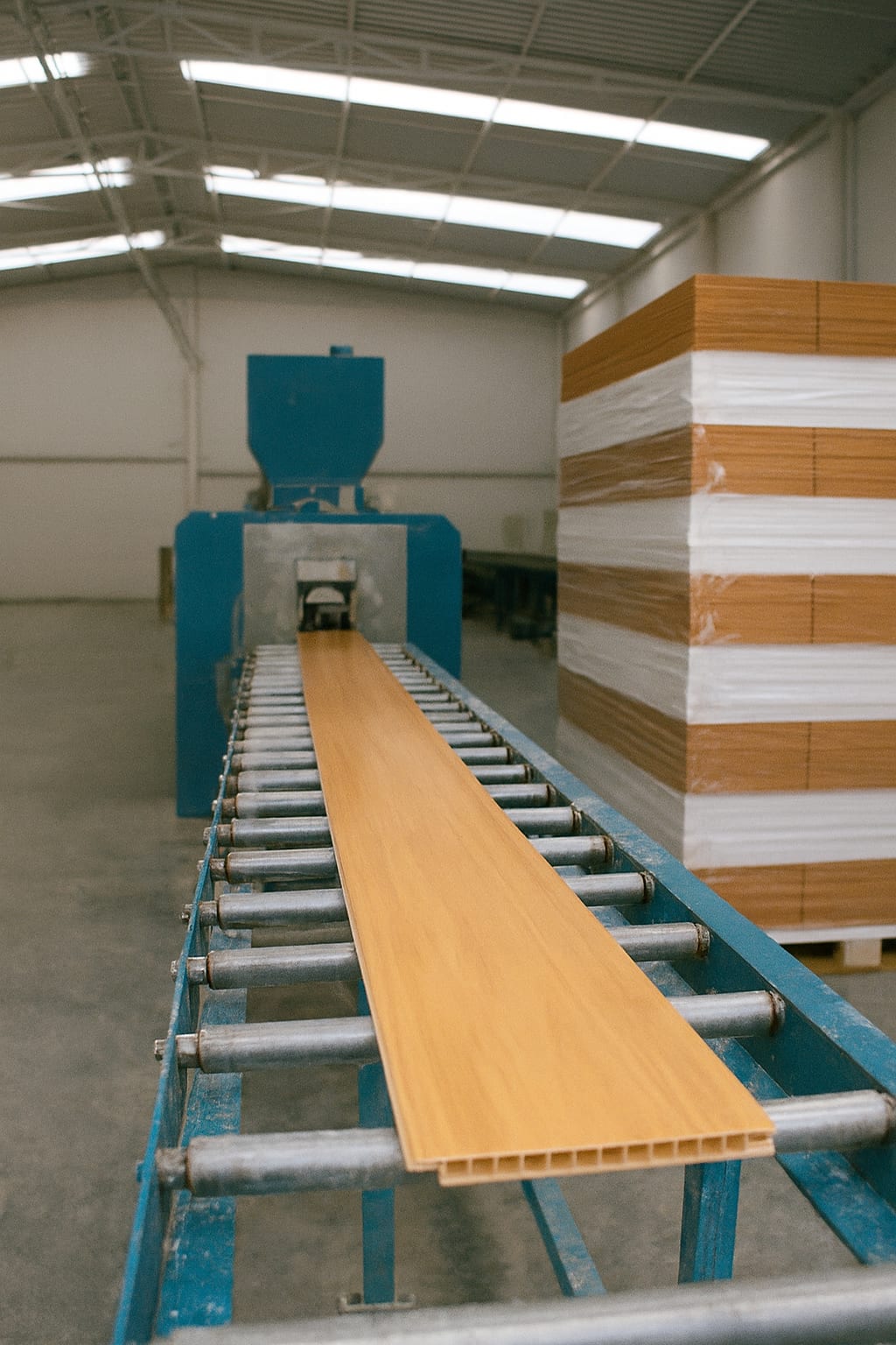 Detalhe de produção do forro PVC